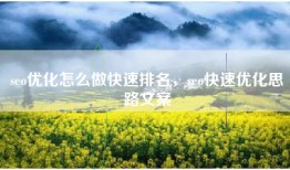 seo优化怎么做快速排名，seo快速优化思路文案