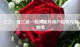 三三：推三返一如何提升用户粘性与复购率