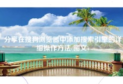 分享在搜狗浏览器中添加搜索引擎的详细操作方法(图文)