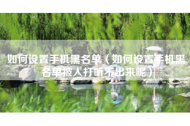 如何设置手机黑名单（如何设置手机黑名单被人打听不出来呢）
