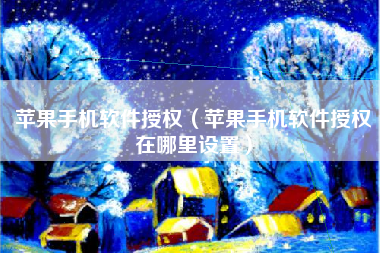 苹果手机软件授权（苹果手机软件授权在哪里设置）